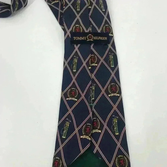 VINTAGE TOMMY HILFIGER GOLF SILK TIE NAVY BLUE 58” X 4” PREPPY CLASSIC - Picture 9 of 10